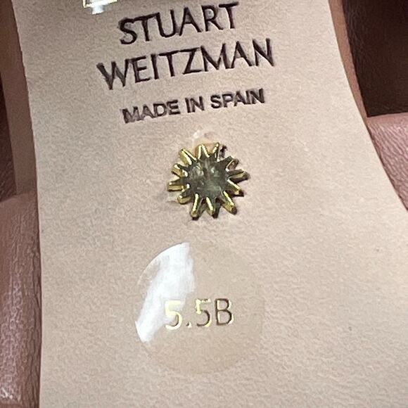 Stuart Weitzman Playa 75 Knot Leather Block Sandals Tan Women's US 5.5B Tried On - Picture 10 of 10